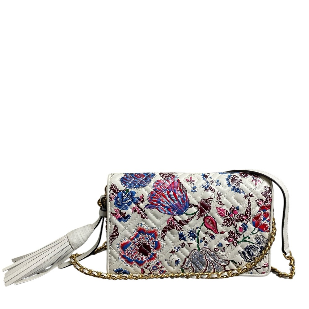 Tory Burch Like New Fleming Quilted Floral Crossbody Clutch Multi Happy … - Picture 3 of 12